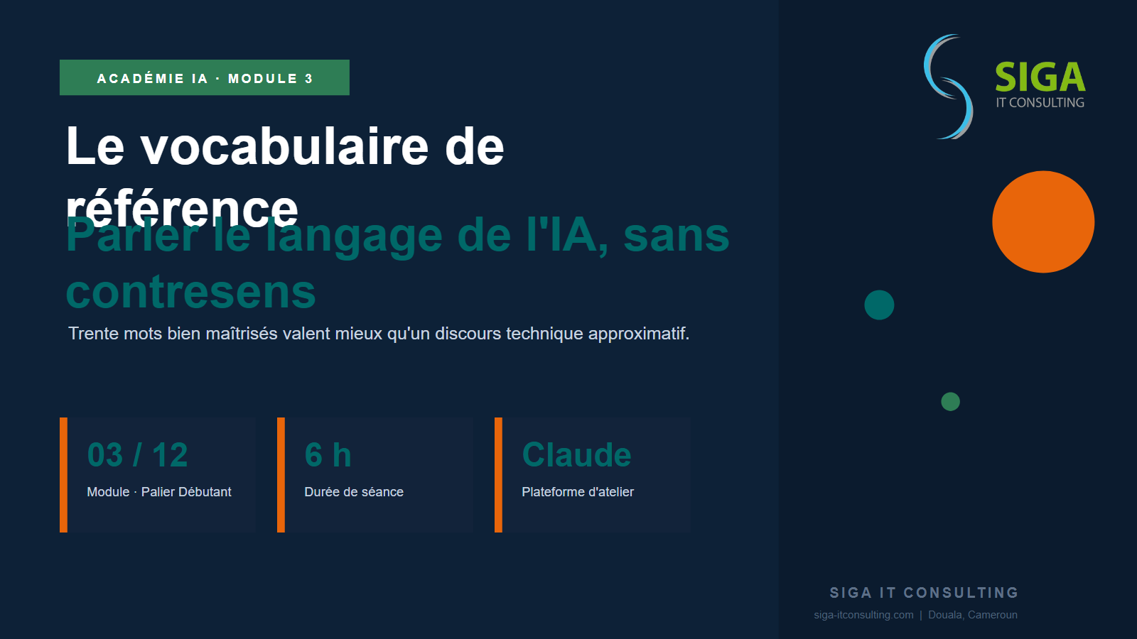 Module 3 — Le vocabulaire de référence du stratège IA
