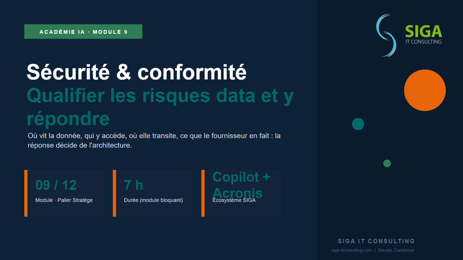 Module 9 — Sécurité, confidentialité des données et conformité