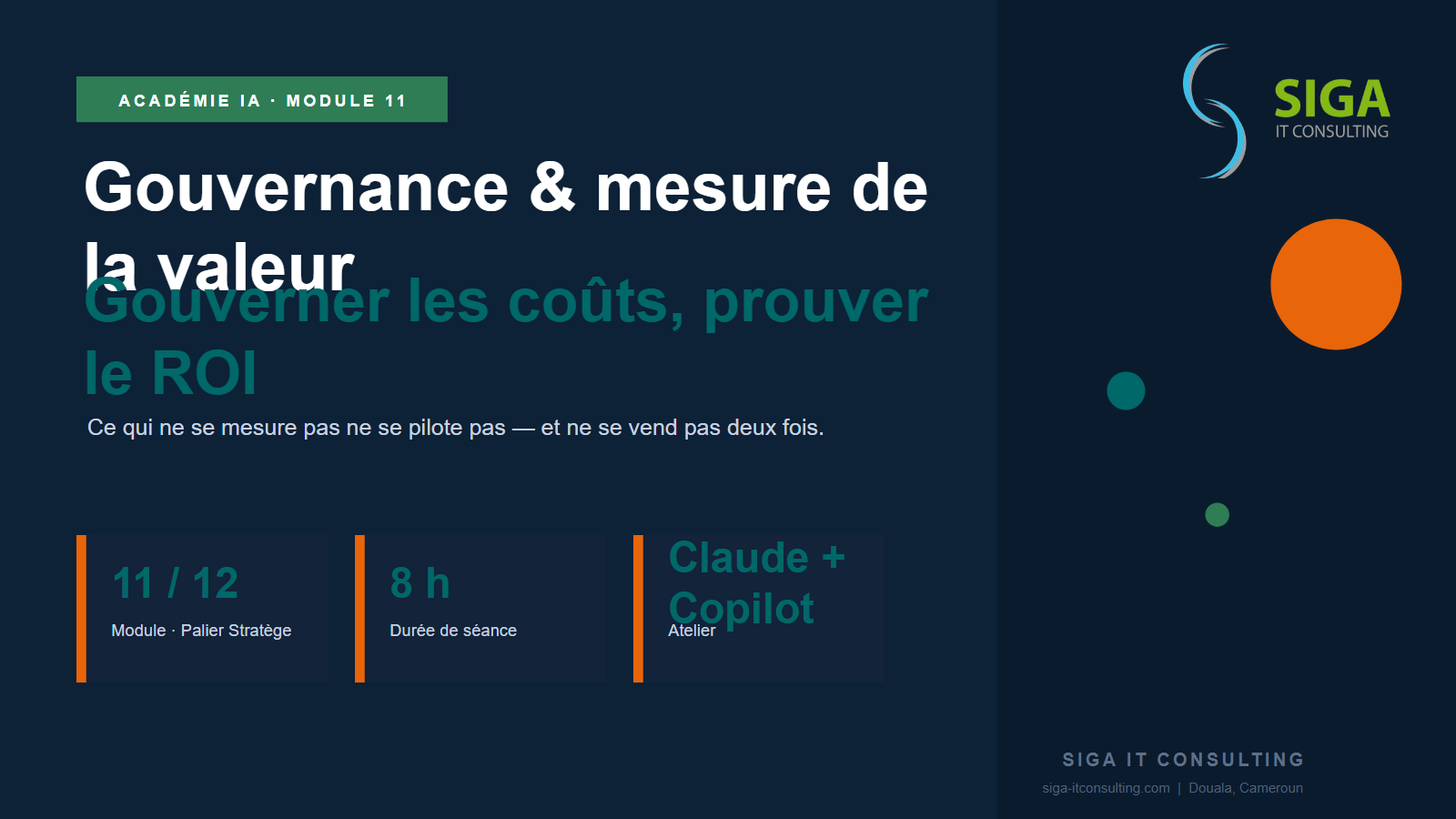 Module 11 — Gouvernance IA et mesure de la valeur